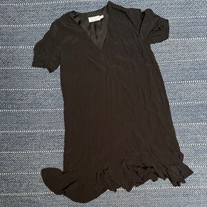 & Other Stories Black V-Neck Ruffle Hem Dress